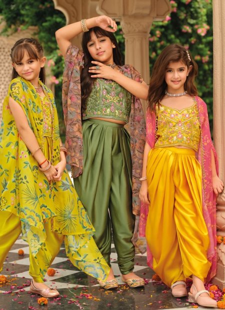 Varnika By Eba Nanni Munni Satin Silk Kids Top Bottom With Shrug